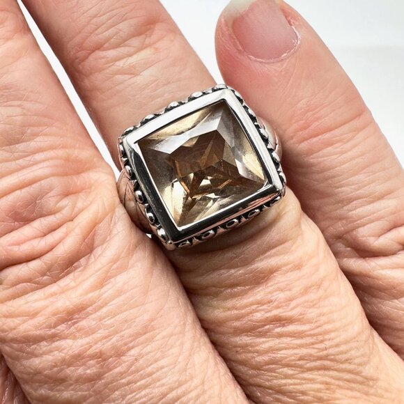 Sterling Silver Peach Gemstone Ring Size 7 Weight 11 Grams - Picture 3 of 7